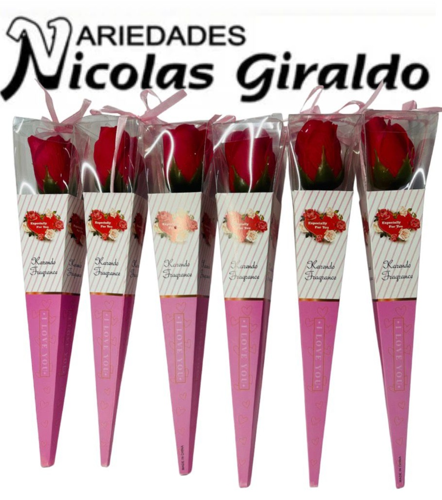 Flor rosa roja x1 en acetato mediana pqt x12 