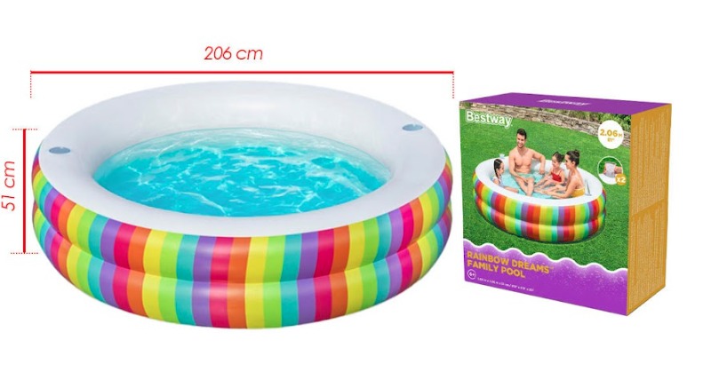 Piscina inflable grande redonda tricolor 206x51cm 