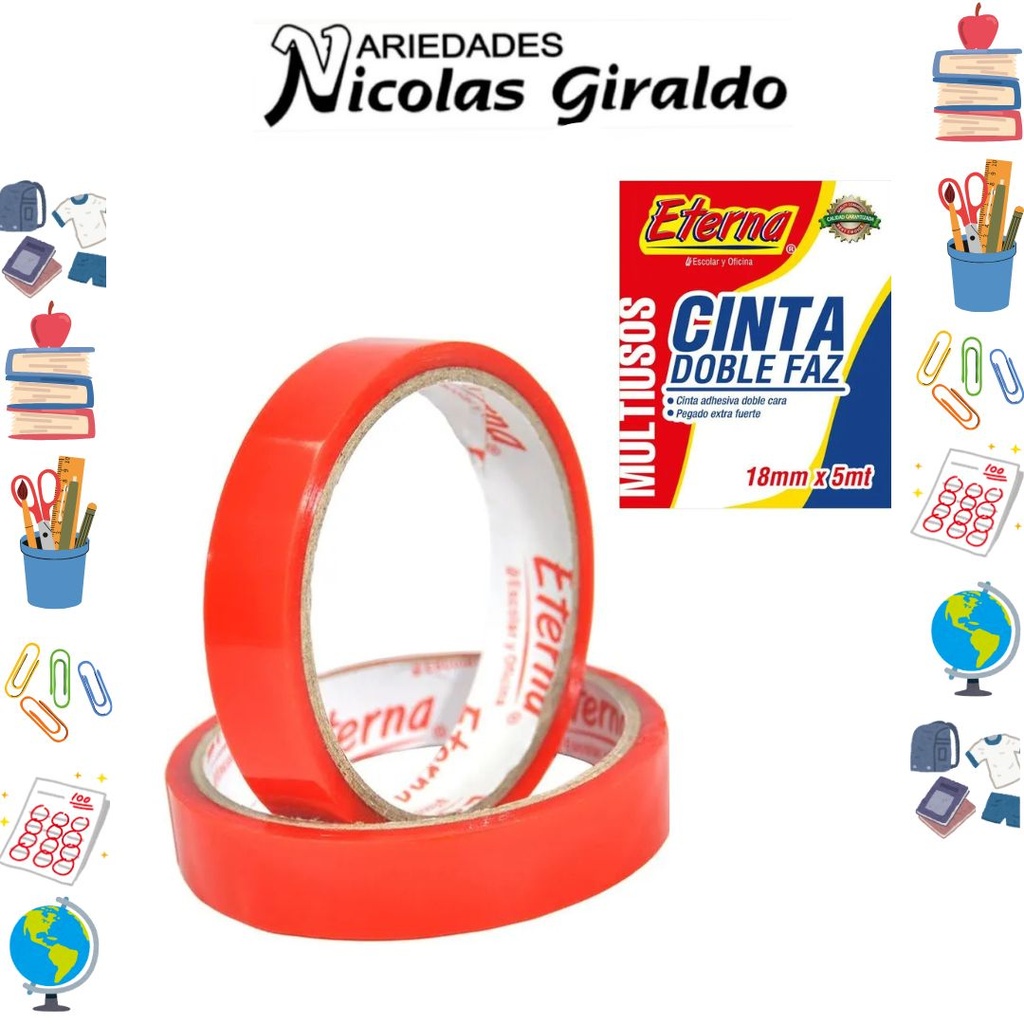 [ET635] Cinta doble faz transparente 18mm x5 mts