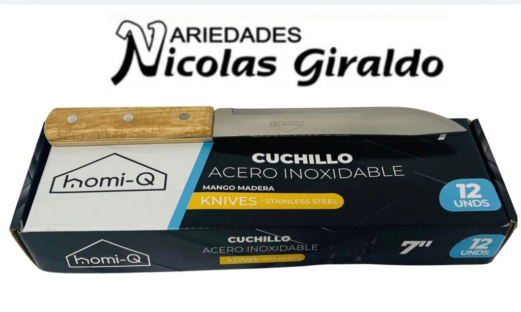 [HQ112] Cuchillo madera fino homi-q #7 CAJA X12   