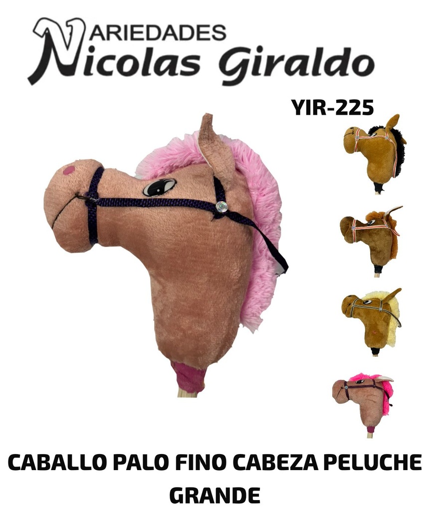 Caballo palo fino cabeza peluche grande