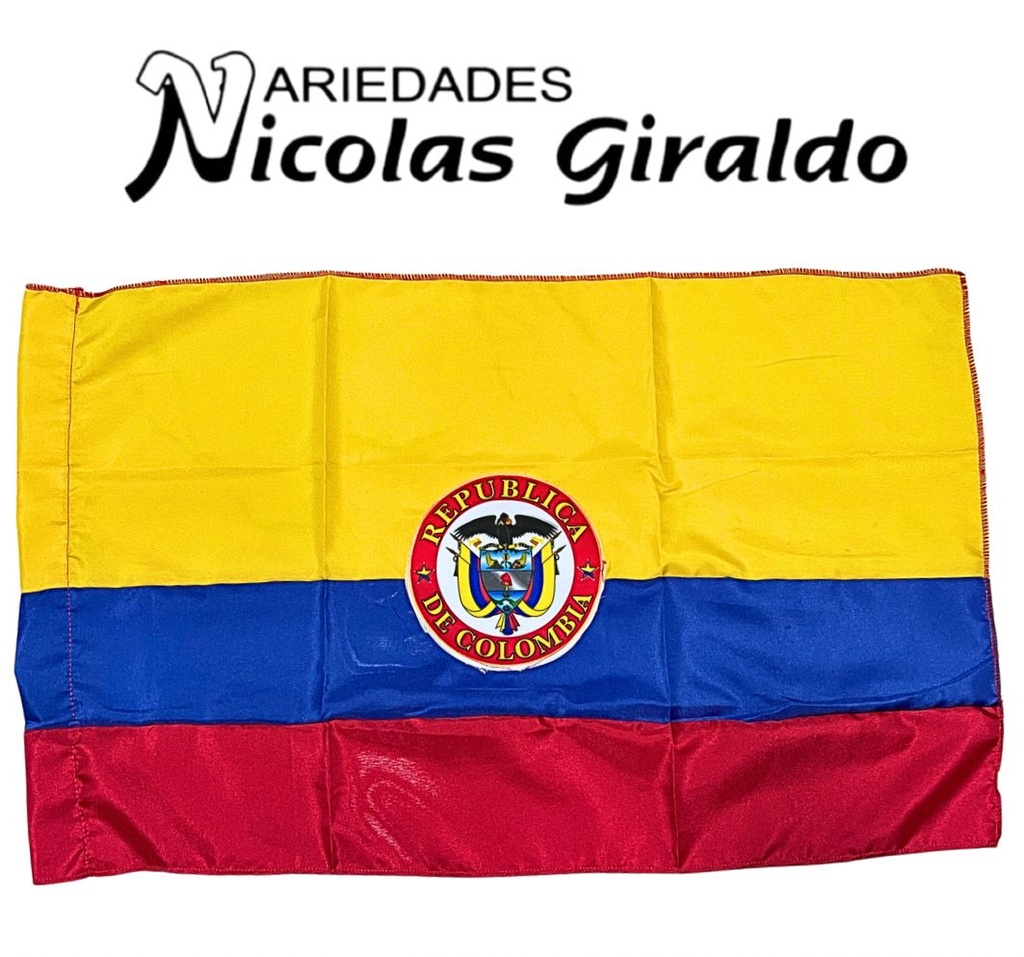 Bandera colombia pqña con escudo 42x70