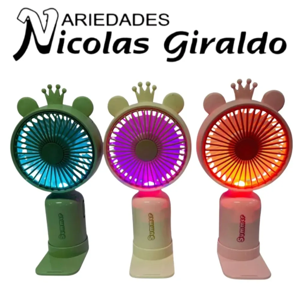 Ventilador recargable portatil con luz
