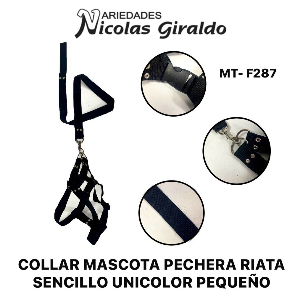 Collar mascota pechera riata sencillo unicolor pequeño