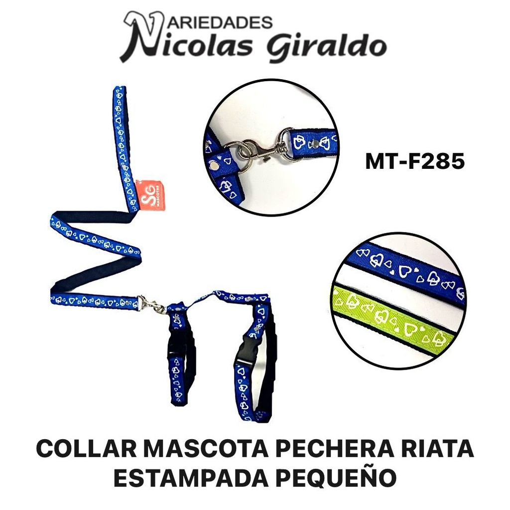Collar mascota pechera riata estampada pequeño  