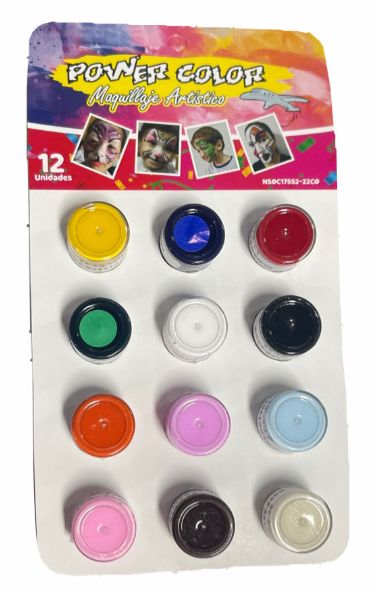 Pinta caritas powercolor acrilico colores  planos x12     