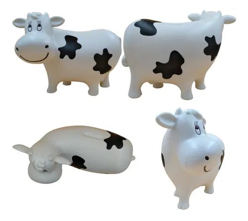Alcancia plastica vaca mediana parada blanca