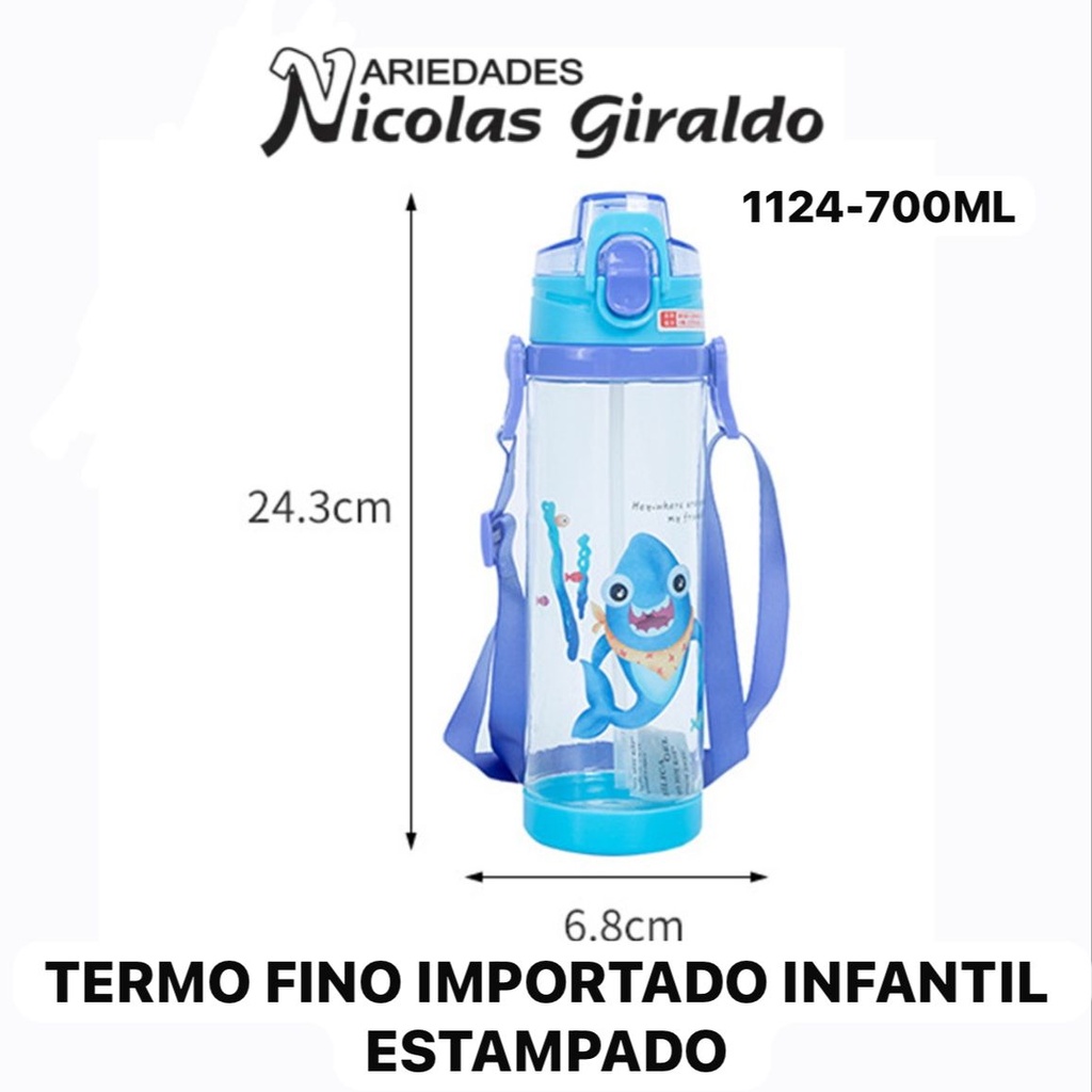 [1124-700ML] Termo fino importado infantil estampado