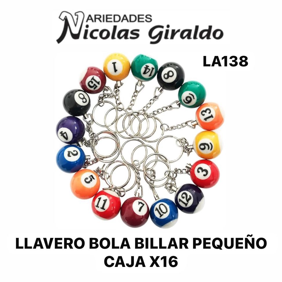 [LA138] @Llavero bola billar pequeño caja x16