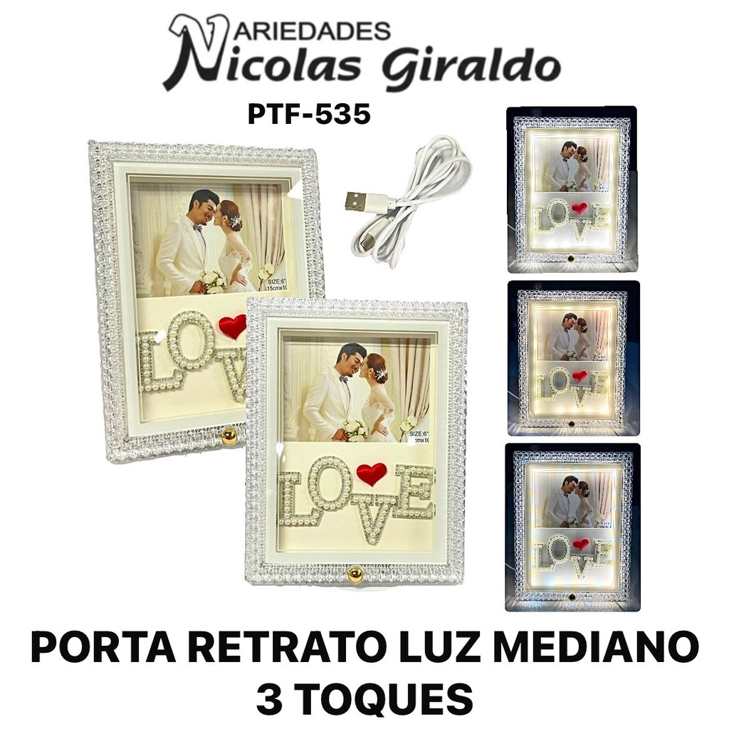 Porta retrato luz mediano 3 toques 