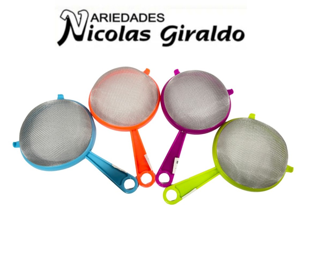 Colador pequeño fino #14 metal y plastico 