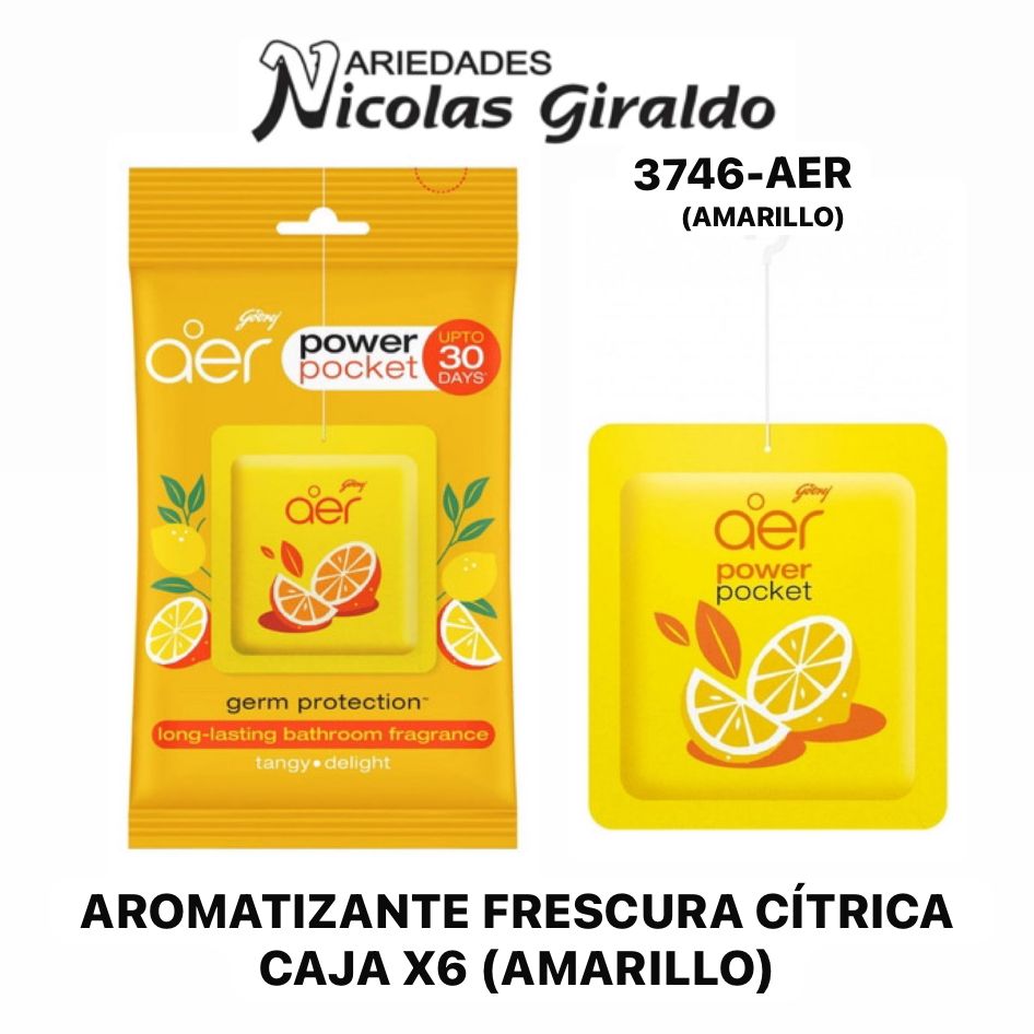 Aromatizante frescura citrica caja x6 (amarillo) 