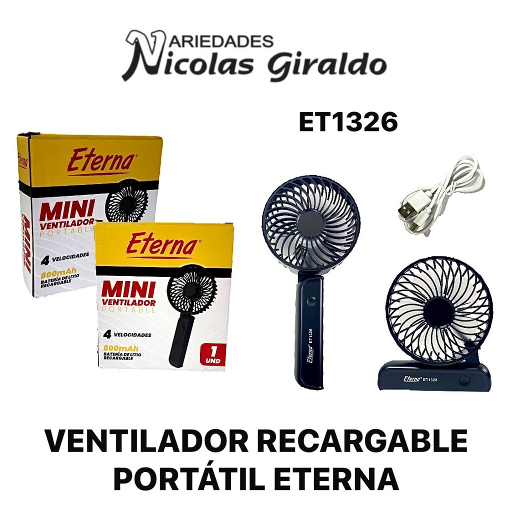 Ventilador recargable portatil eterna