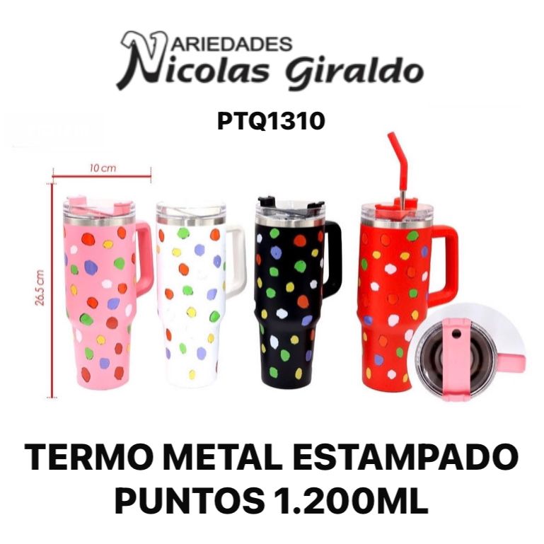 Termo metal estampado puntos 1.200ML 