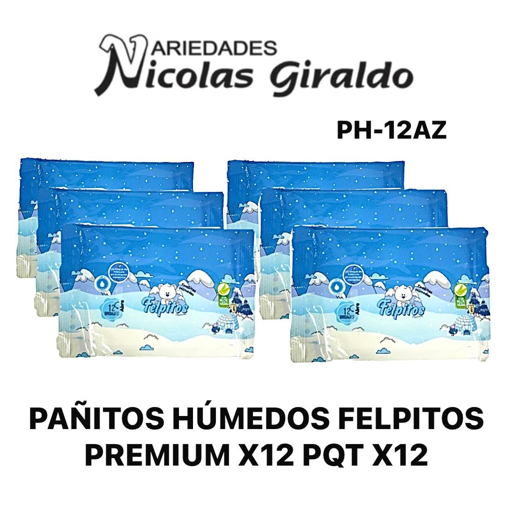 Pañitos humedo felpitos premium x12  PQT X12 