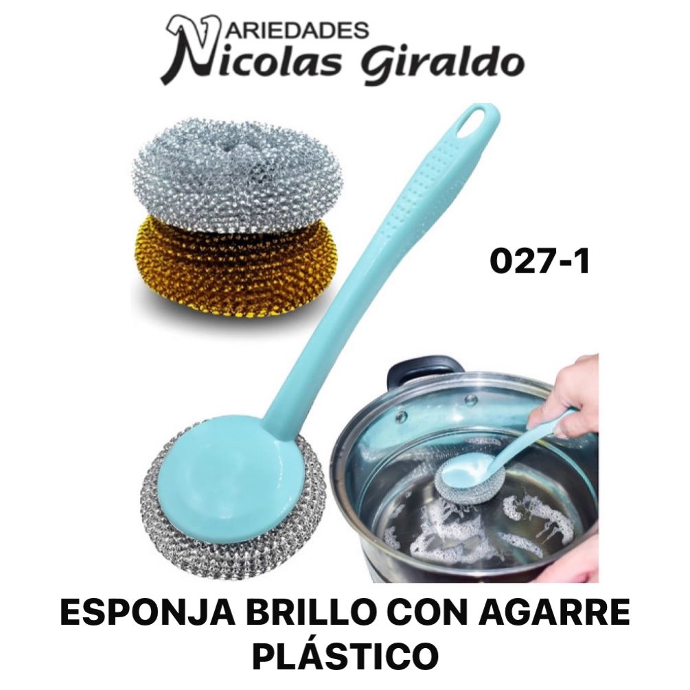 Esponja brillo con agarre plastico pqt x12