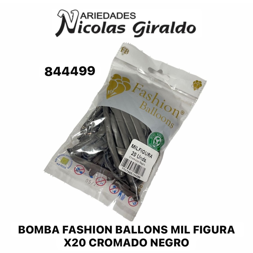 Bomba fashion ballons mil figura x20 cromado negro 