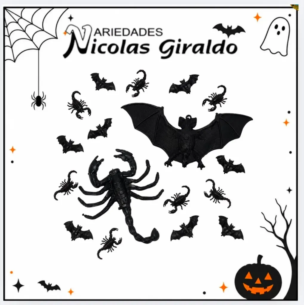 [BH-022]  Alacran y murcielago halloween plastica x50 