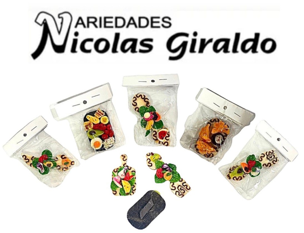 Fruta nevera iman madera pqt x12 