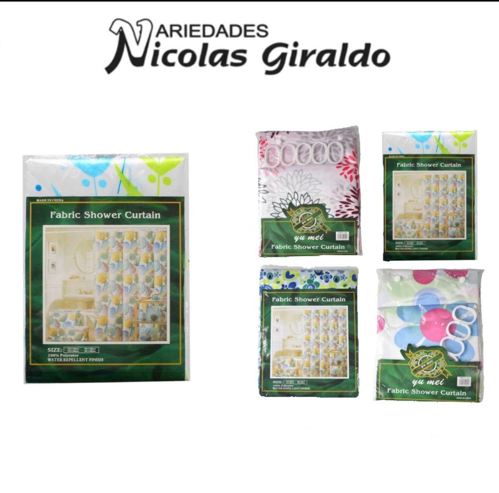 Cortina baño fina estuche verde