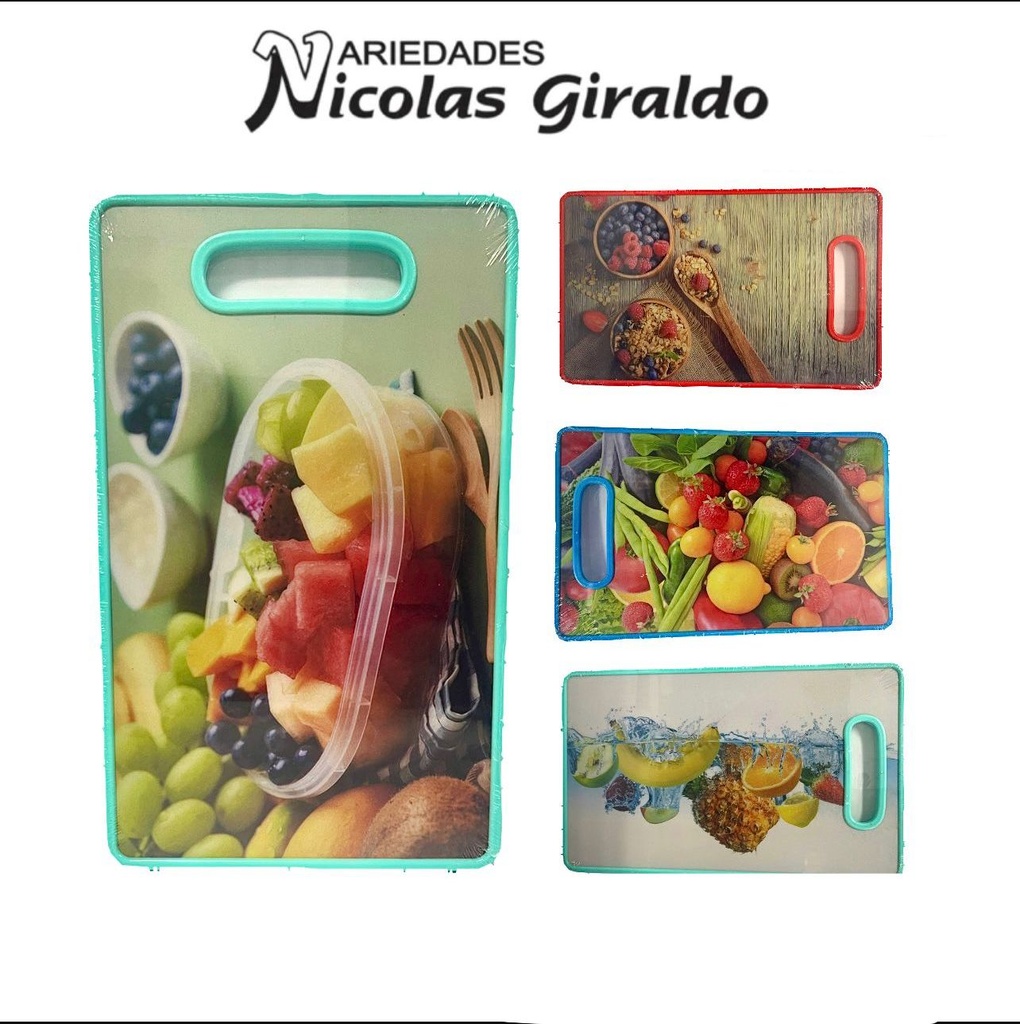 Tabla picar estampada frutas gruesa 23X37 
