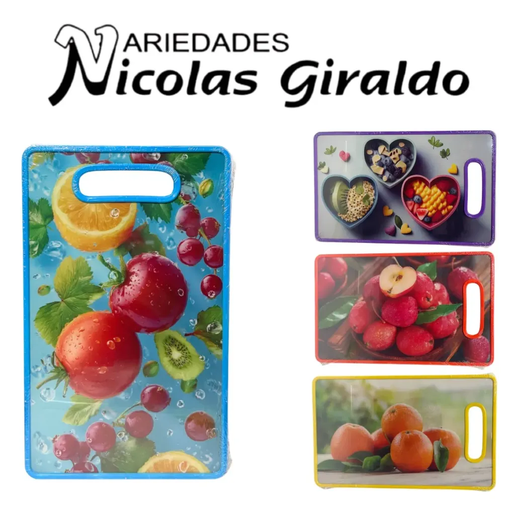[CNG-010] Tabla picar estampada frutas gruesa 23X37 