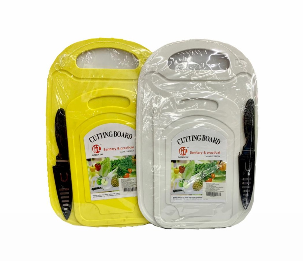 Tabla picar x2 mas cuchillo ovalada 