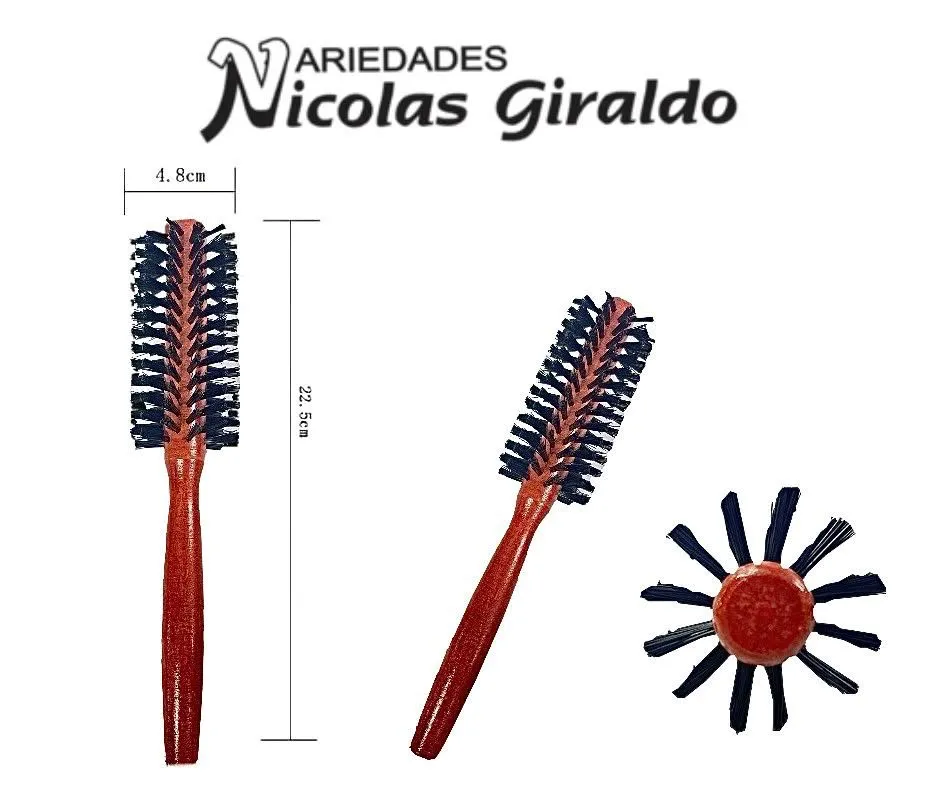 [CNG-024] Cepillo peinar madera redondo mediana 12 filamento 