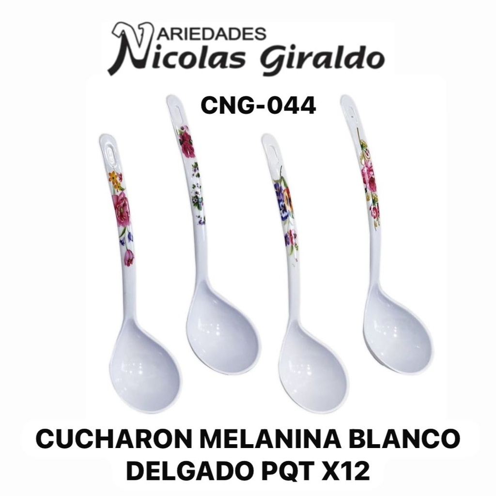 Cucharon melanina blanco delgado PQT X12 