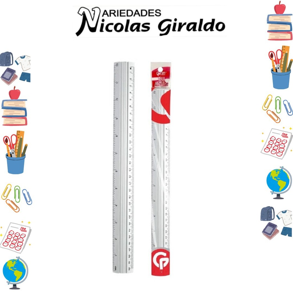 Regla metal 30 cm 
