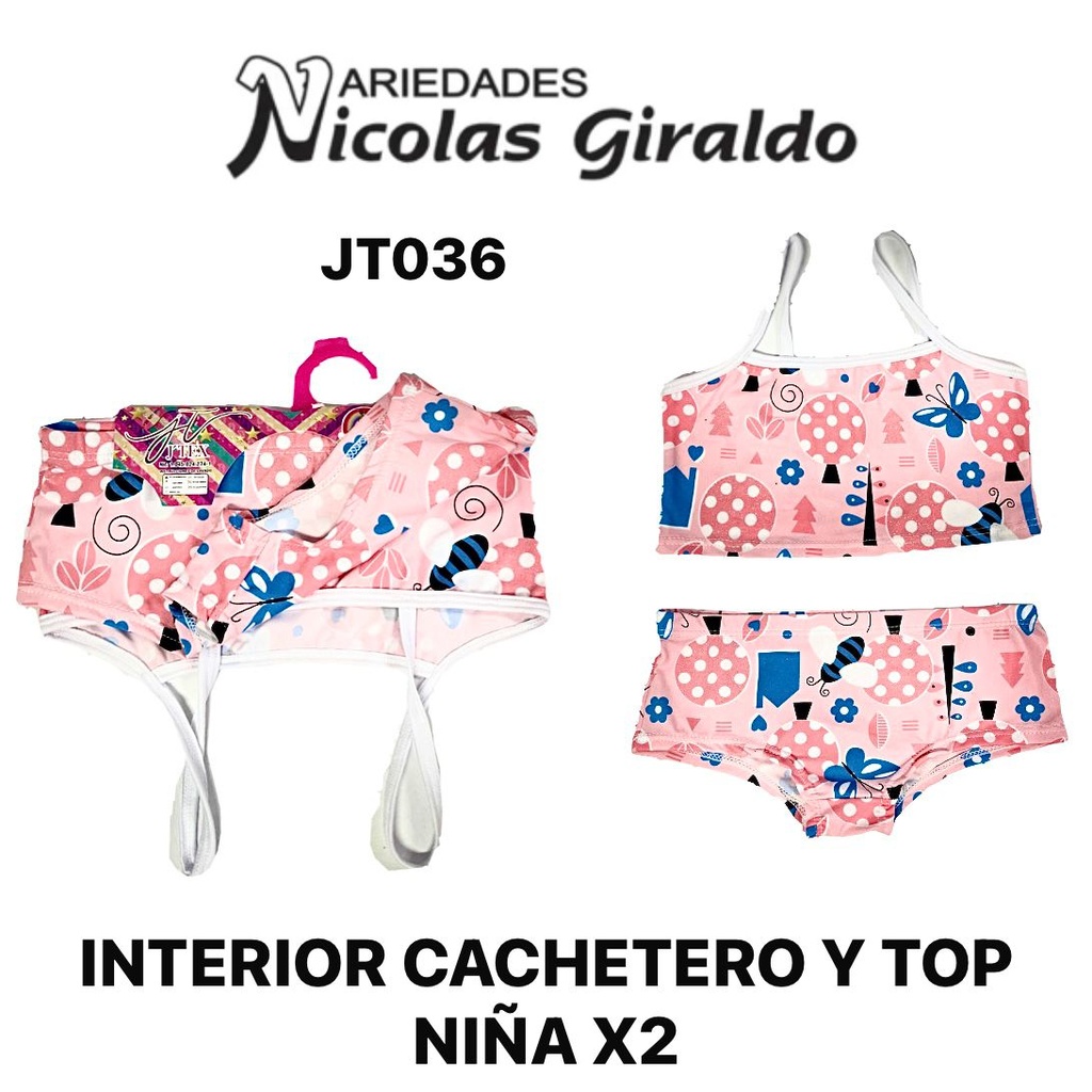 Interior cachetero y top niña x2