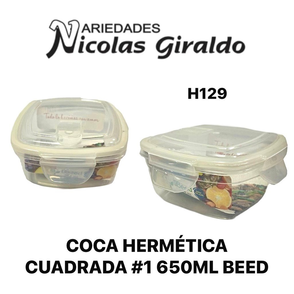 Coca hermetica cuadrada #1 650ml beed