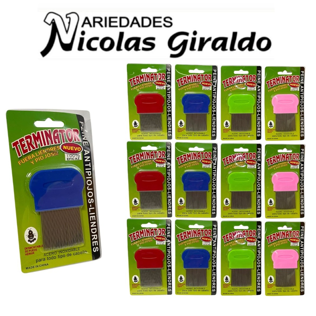 Peine piojo metalico pqt x12