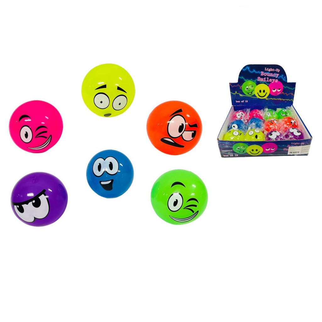 Pelota luz caritas de goma cj x12 