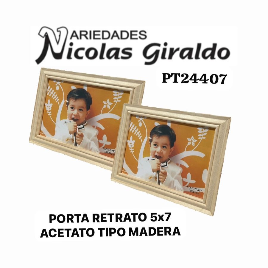 Porta retrato 5x7 acetato tipo madera 