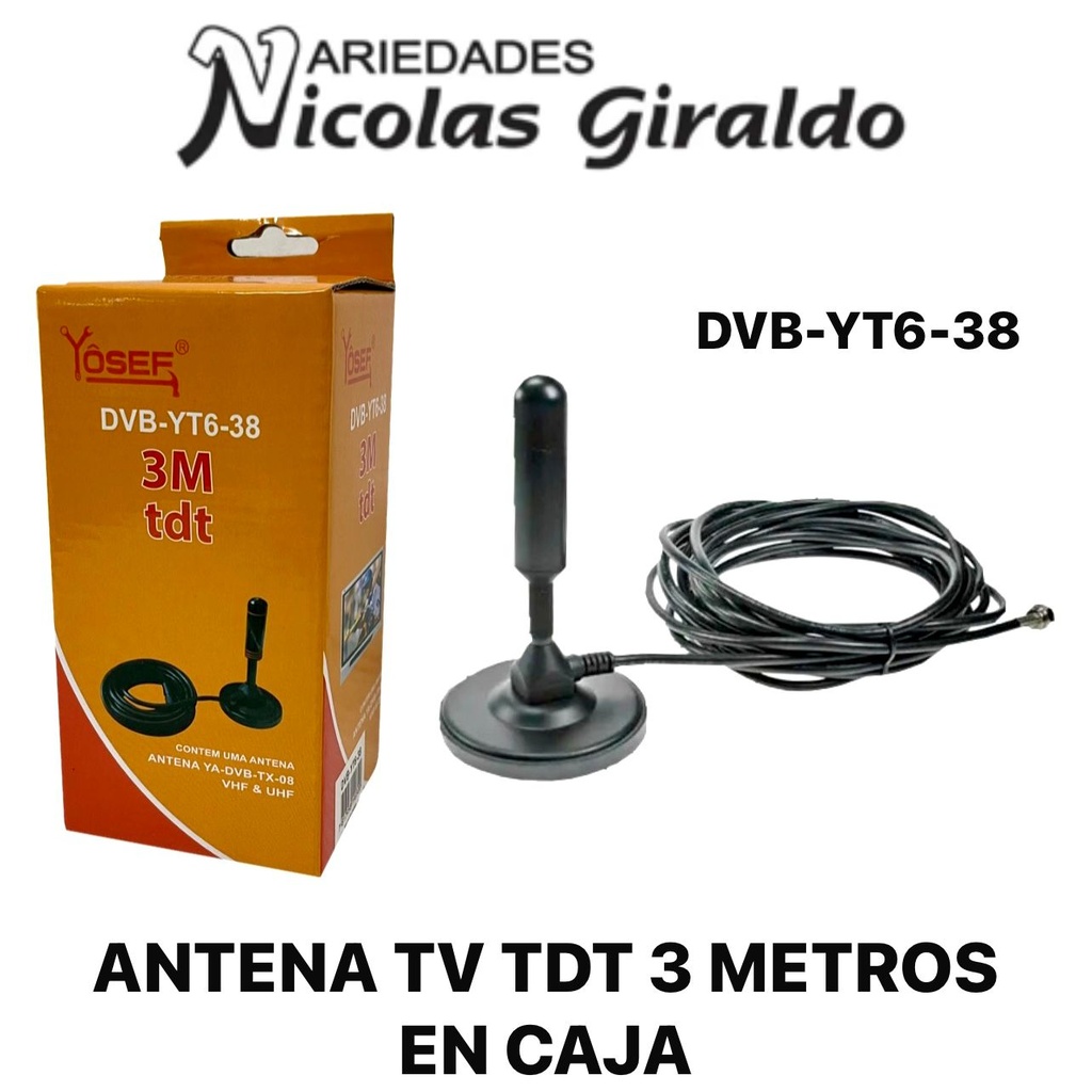 Antena tv TDT 3 metros en caja 