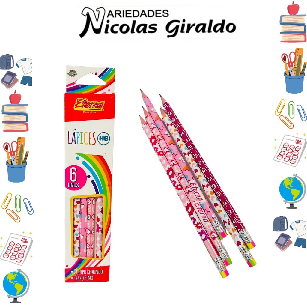 Lapiz eterna corazones x6