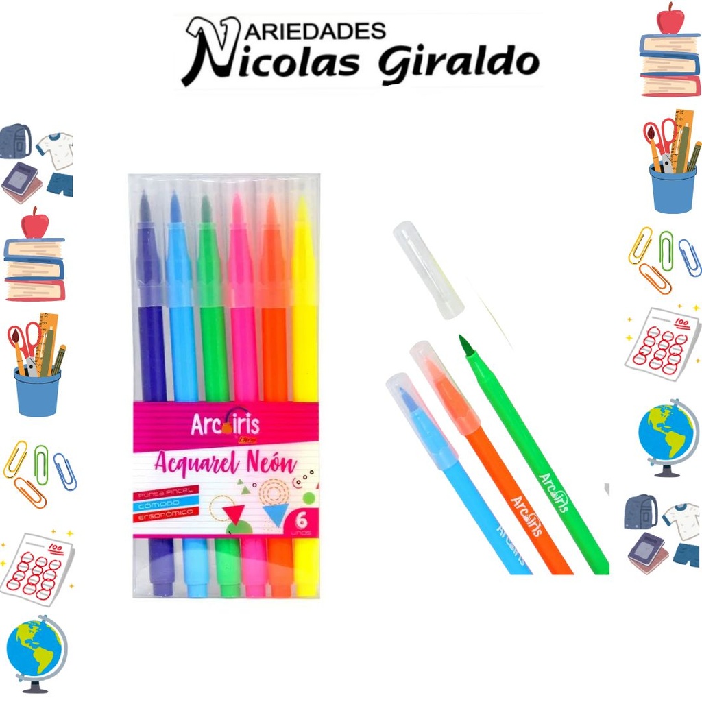 Marcador arcoiris neon x6 eterna