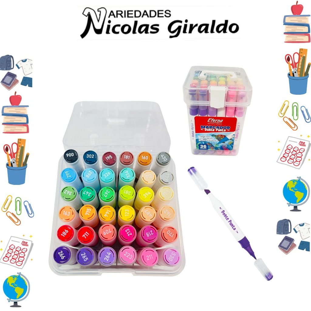 Marcador doble punta tarro x36 eterna 