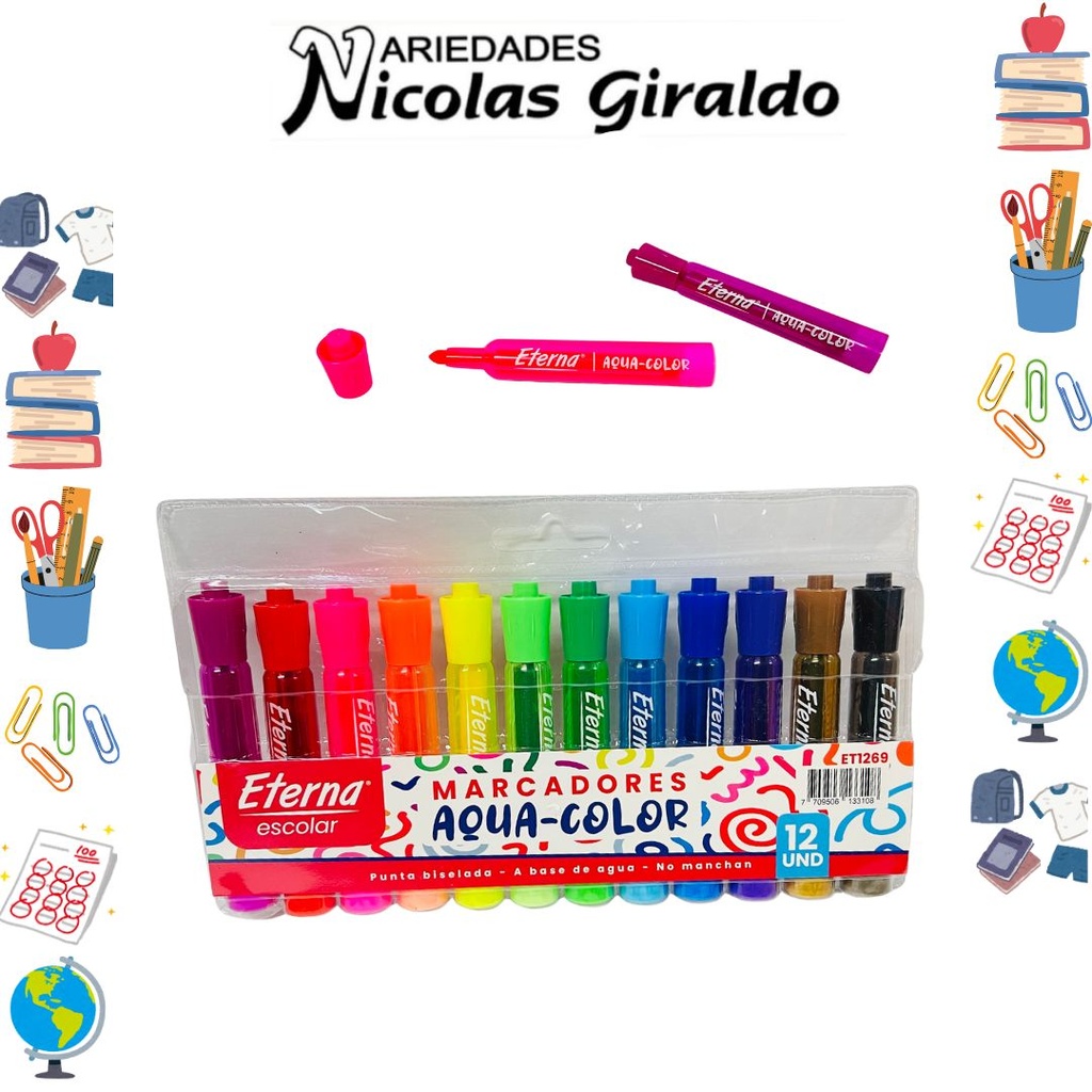 Marcador aqua color x12 eterna surtido