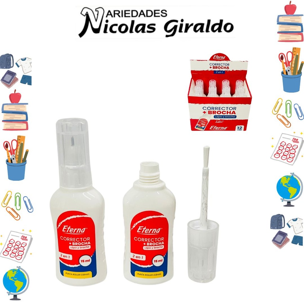 Corrector eterna brocha 15 ml blanco caja x12