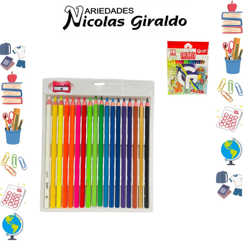 Color doble punta redondo x18 piezas graficolors