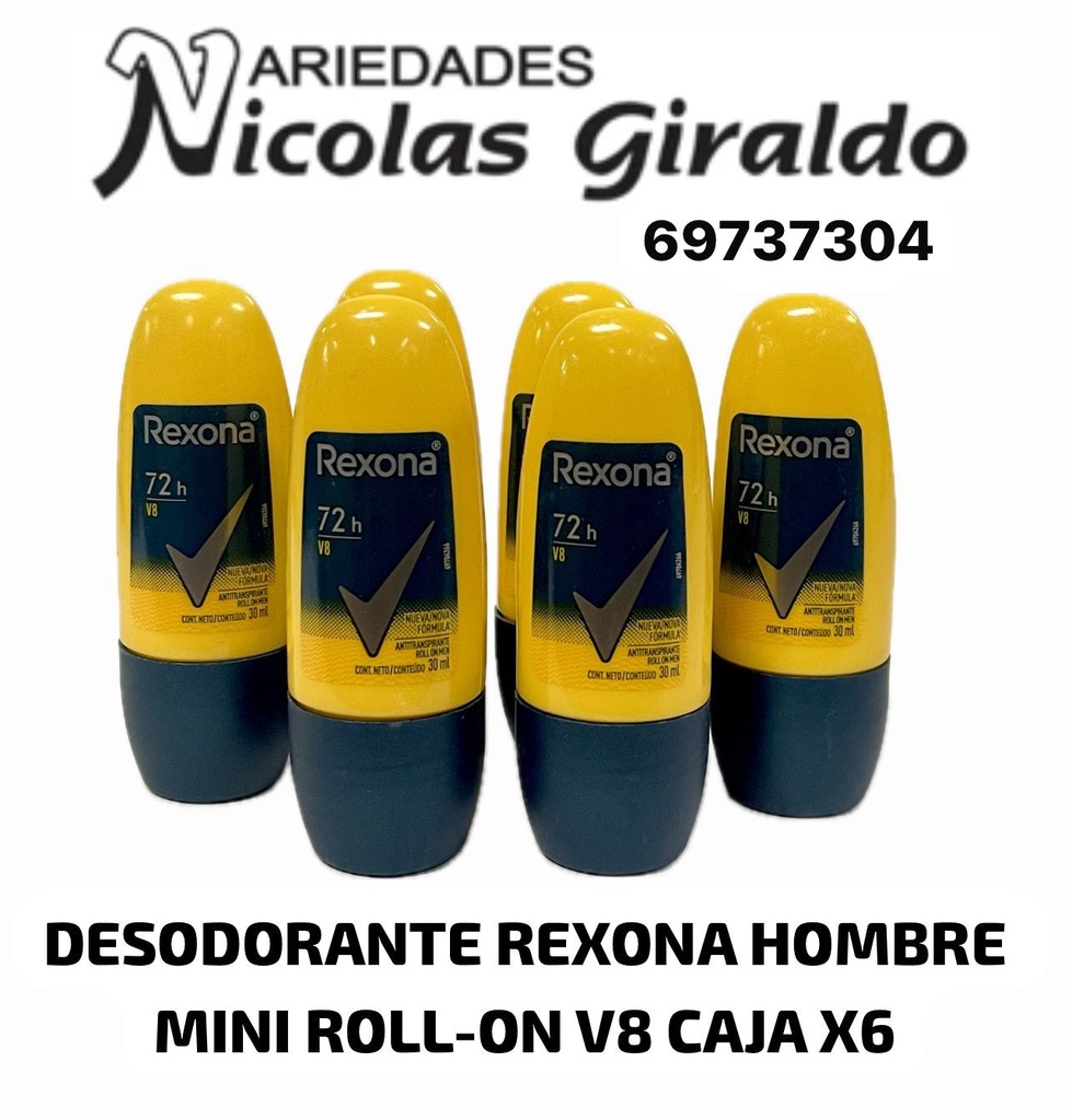 Desodorante rexona mini roll-on hombre V8 CJ X6 