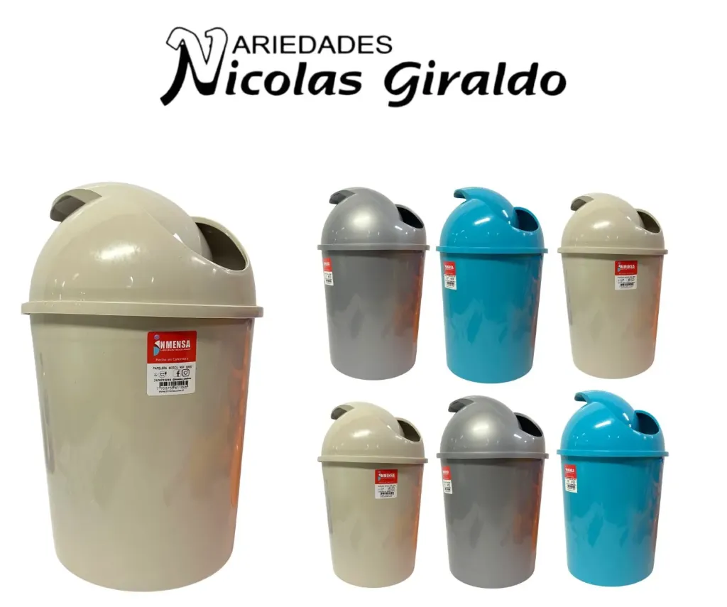 [CH010JEH] Papelera vaiven redonda color bolsa x6 