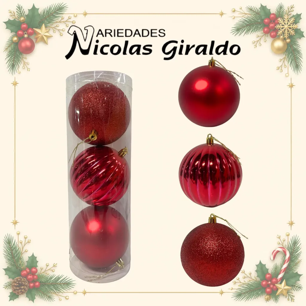 [2026SW-204] BOLA NAVIDEÑA GRANDE 10CM X3 ROJA