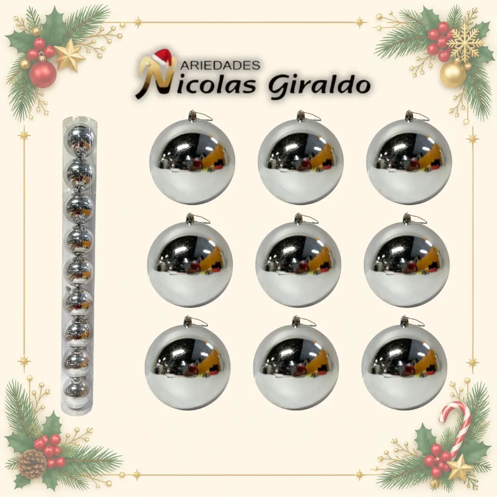 [2026SW-163] BOLA NAVIDEÑA 8 CM X9 PLATA
