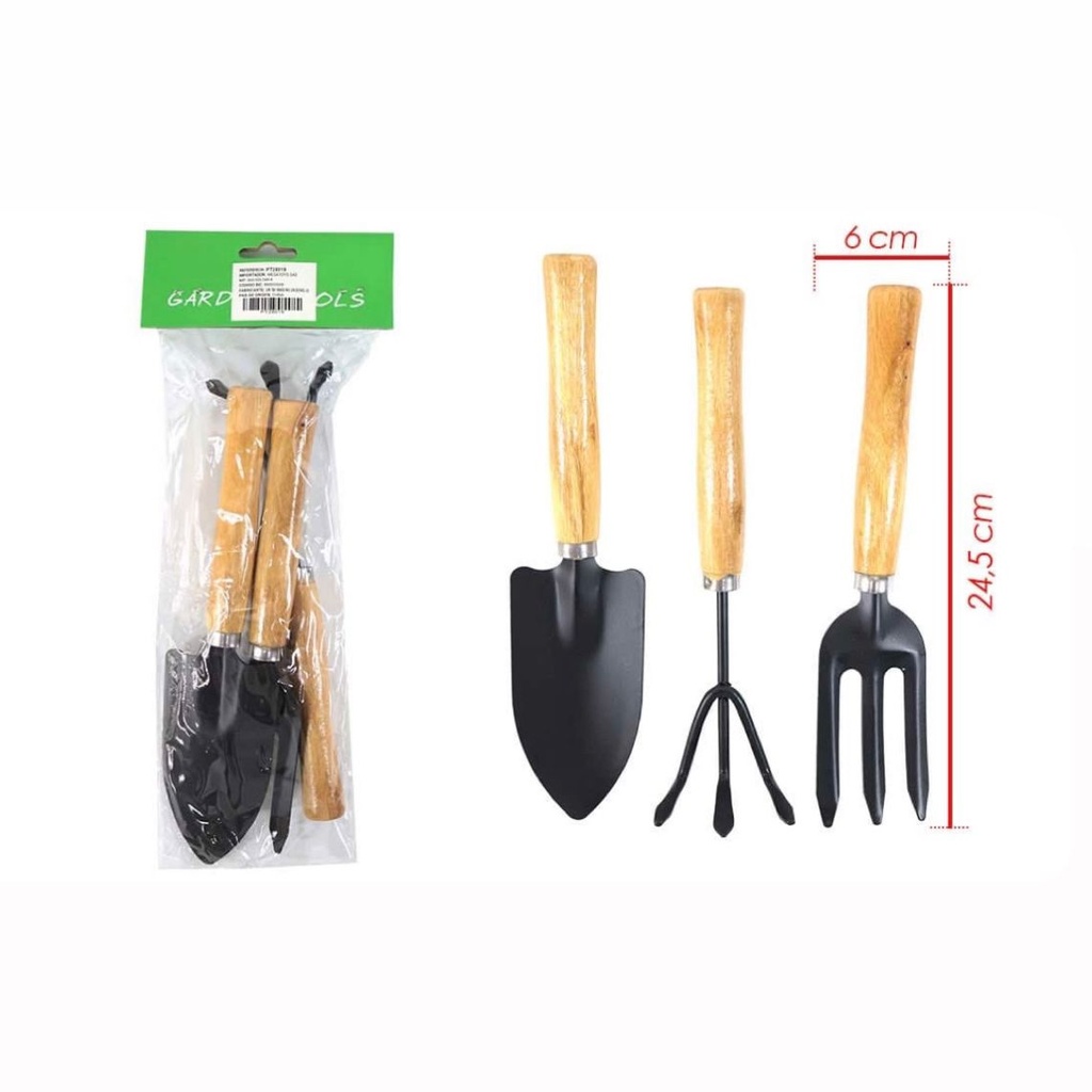 Set jardineria x3 cacha madera