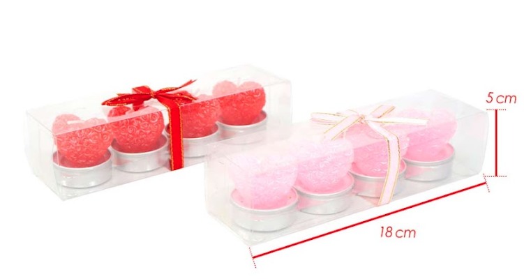Vela decorativa corazon estuche x4 