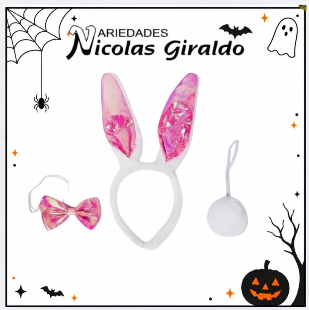 [IF4256] Set halloween coneja x3 piezas tornasol