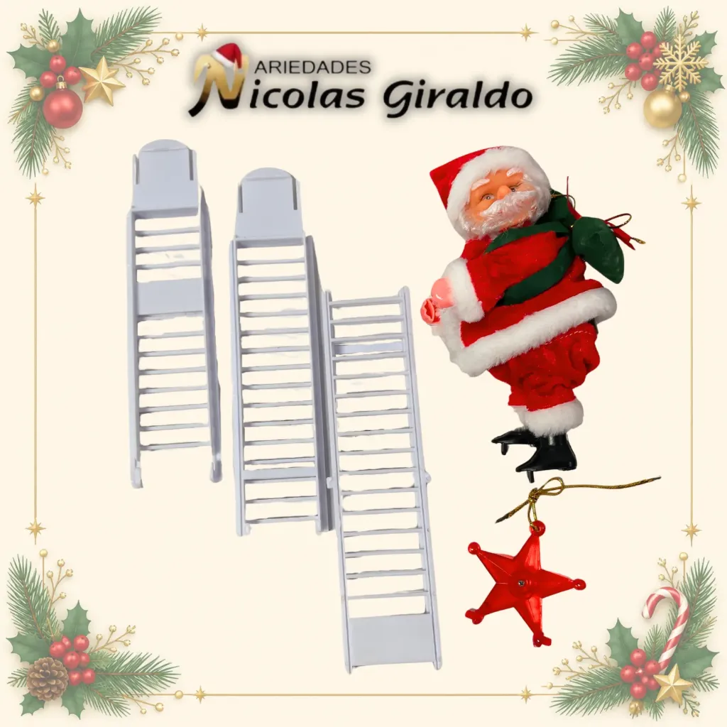 [T262] PAPA NOEL PILAS MUSICAL ESCALERA PARA EL ARBOL